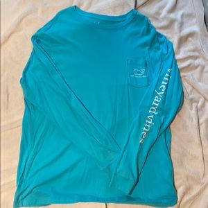 XL Vineyard Vines long sleeve pocket T-shirt- Teal